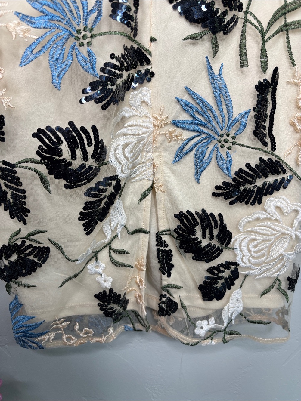 Lulus NWT Embroidered Floral Cocktail Dress in Cream and Black - Picture 6 of 8